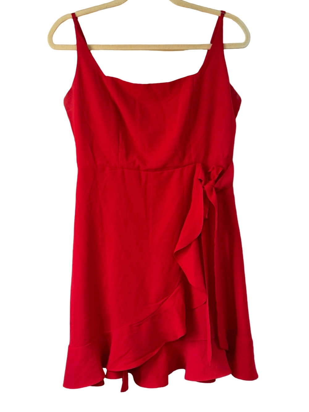 🌹💋 Red Spaghetti Strap Ruffle Wrap Dress 💋🌹